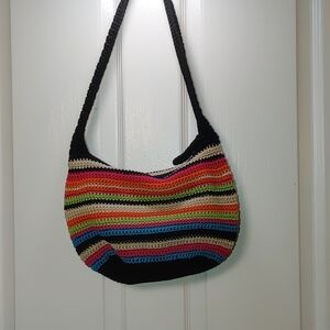 THE SAK Womens Crochet Boho Gypsy Shoulder Multi Color Back W/Zipper & Pockets